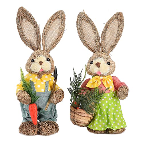 Blanketswarm Osterhasen-Figur, stehender Hasenfigur, Stroh, Osterhasen-Ornament, Osterdekoration, Heimdekoration, Bauernhaus, Tischdekoration, 2 Stück Blanketswarm Osterhasen-Figur, stehender Hasenfigur, Stroh, Osterhasen-Ornament, Osterdekoration, Heimdekoration, Bauernhaus, Tischdekoration, 2 Stück von Blanketswarm