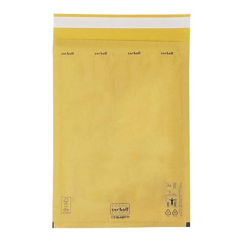 BLASETTI - Gepolsterte Beutel - SACBOLL FG Luftpolsterbeutel aus FSC-zertifiziertem braunem Papier. Ideal für den Versand, Packung mit 10 Stück, Format 220x230 mm BLASETTI - Gepolsterte Beutel - SACBOLL FG Luftpolsterbeutel aus FSC-zertifiziertem braunem Papier. Ideal für den Versand, Packung mit 10 Stück, Format 220x230 mm von Blasetti