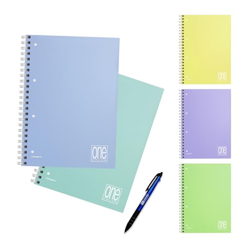 Blasetti - 2 Spiralhefter A4 One Color mit Pastello-Einband aus Polypropylen, 80 Blatt, 80 Blatt mit Mikroperforation und Ablagelöchern - 4M Quadrate Blasetti - 2 Spiralhefter A4 One Color mit Pastello-Einband aus Polypropylen, 80 Blatt, 80 Blatt mit Mikroperforation und Ablagelöchern - 4M Quadrate von Blasetti