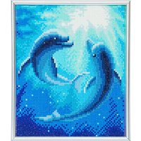 Diamond Painting "Picture Frame Crystal Art" - Dolphin Dance von Blau
