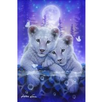 Diamond Painting "Picture Frame Crystal Art" - Tiger Cubs von Blau
