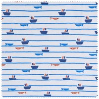 Jersey-Stoff "Boote und Fische" von Blau