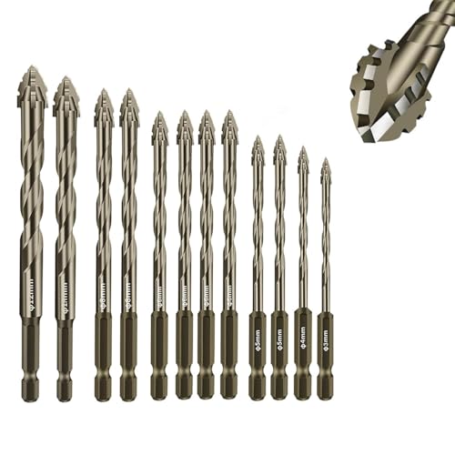 6-Stücke powerbit bohrer,vierschneidiger Sägezahn Exzenterbohrer, Hochharte Multifunktionsbohrer für Glas, Keramik, Holz & Metall (4/5/6/8/10/12mm) (12) von BlauHaus