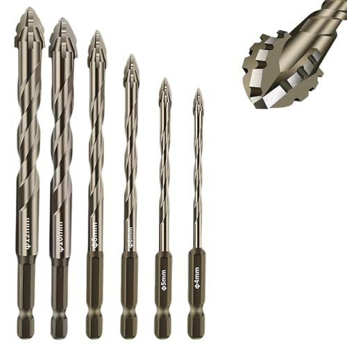 6-Stücke powerbit bohrer,vierschneidiger Sägezahn Exzenterbohrer, Hochharte Multifunktionsbohrer für Glas, Keramik, Holz & Metall (4/5/6/8/10/12mm) (6) von BlauHaus