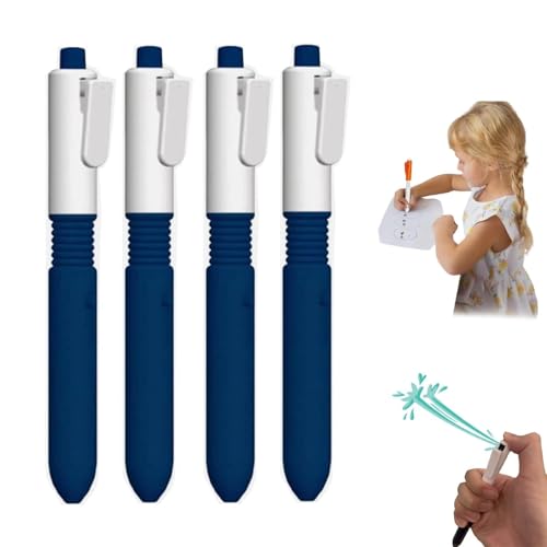 BlauHaus 4 Stück Spritzstifte, Witziger Wassersprühstift,Streich-Sprühpen,2-in-1 water spray kugelschreiber,Stressabbau-Spielzeug stift,kreativer Wassersprühstift für Kinder (A, 4) von BlauHaus