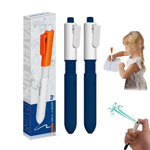 BlauHaus 4 Stück Spritzstifte, Witziger Wassersprühstift,Streich-Sprühpen,2-in-1 water spray kugelschreiber,Stressabbau-Spielzeug stift,kreativer Wassersprühstift für Kinder (B, 2) von BlauHaus
