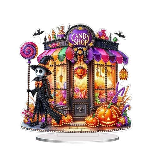 BlauHaus Halloween-Diamant-Malset zum Selbermachen für den Tisch, Diamond Painting Halloween, 5D-Acryl-Diamantmalerei, Halloween Schreibtischdekoration (B) von BlauHaus