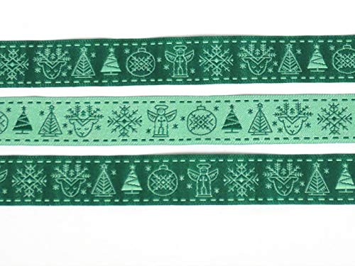 Webband Weihnachten - 1,90 EUR/m - 1m - grün - Tannenbaum - Weihnachtsborte - Bordüre - Meterware von Blaubeerstern