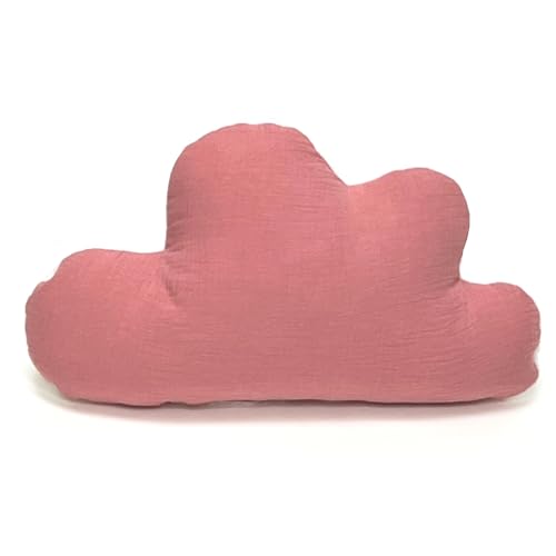 Blausberg Baby - Wolken-Kissen personalisiert, Baby Geschenk mit Name und Geburtsdatum zur Geburt, Taufe - Musselin Altrosa - Materialien Oeko-TEX Standard 100 Zertifiziert von Blausberg