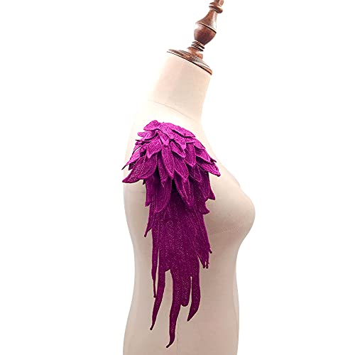 1 Paar Angel Wings Patch,Engelsflügel Aufnäher zum Aufnähen,Kleidung Borten,Flügel Patches,Gestickte Flügel Motiv Applikationen,für DIY Design,Dekoration oder Reparatur,Dunkelviolett,39 x 15 cm von Blausky