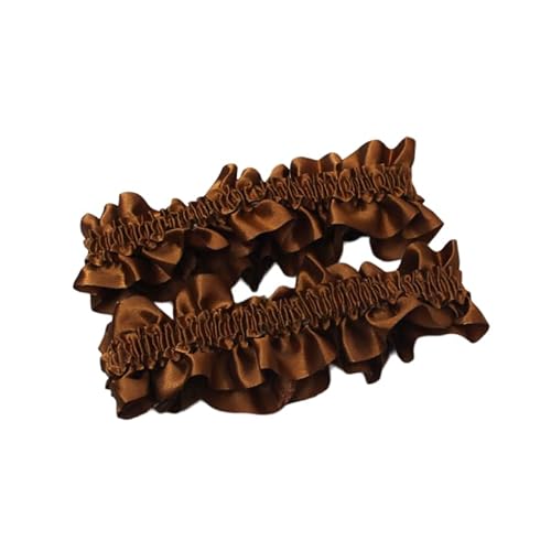 1 Paar Elastische Strumpfbänder für Braut,Rüschen Strumpfband Bride Accessories Satin Strumpfband als Hochzeitsgeschenk Engagement Party Hochzeitsdeko Bridal Shower 4x12cm,Braun von Blausky