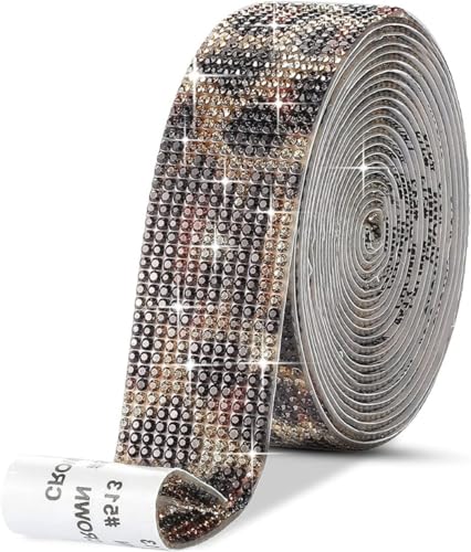 1 Rollen Selbstklebend Strassband,Glitzerband,Strass Bling Band Diamant Aufkleber,Glitzersteine für Kunsthandwerk DIY Hochzeit Party Dekoration,Leopard,14 Reihen (Breite 3,1 cm) von Blausky
