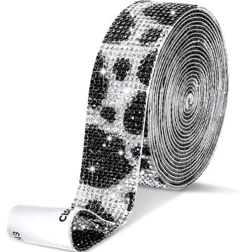1 Rollen Selbstklebend Strassband,Glitzerband,Strass Bling Band Diamant Aufkleber,Glitzersteine für Kunsthandwerk DIY Hochzeit Party Dekoration,Schwarz Weiß A,2 Reihen (Breite 0,45 cm) von Blausky
