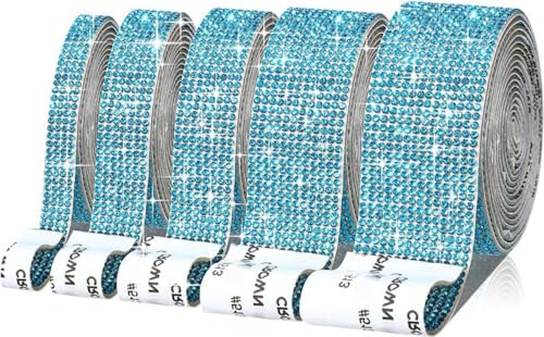1 Rollen Selbstklebend Strassband,Glitzerband,Strass Bling Band Diamant Aufkleber,Glitzersteine für Kunsthandwerk DIY Hochzeit Party Dekoration,Seeblau,9 Reihen (2 cm breit) von Blausky