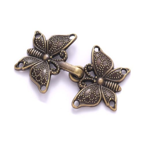 10 Stück(5 Paare) Taillenknopf,Verstellbare Taillenschnallen mit Nähset Metall Knopf Abnehmbaren,Machen Taillenmieder Knöpfe Ohne Nähen Jean Knopfnadeln,Taille Adjuster Clips,Bronze schmetterling von Blausky