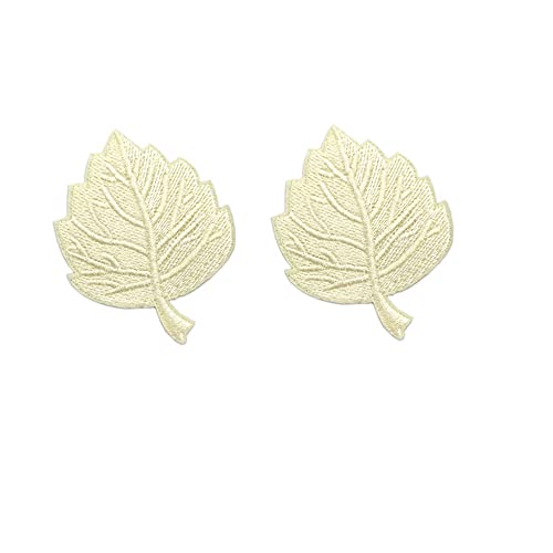 10 Stück Blätter Patches zum Aufbügeln,Bestickte Patches,Blattform Gestickte Aufnäher,Mini Stickerei Aufnäher,Bügelpatch,für Hut Jacke Jeans Rucksäcke DIY Dekoration,5.5 x 4.5 cm,Beige von Blausky