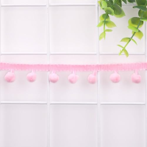 10 Yards Pompom Girlande,Bommelborte Ball Fransen Band Pom Poms Quaste Borte Bommelband Pompoms Fransenbesatz zum Nähen für Kleidung Schal Vorhang Kissen DIY Dekoration,Rosa von Blausky