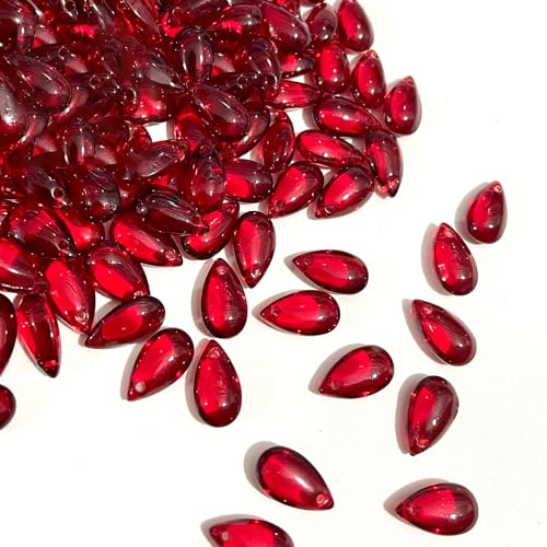 100 Stück Wassertropfenperlen,Perlen zum Auffädeln,Teardrop Glass Beads Lose Perlen mit Loch Mini Perlen Glasperlen,für Haarnadel Kopfschmuck DIY Anhänger,Ohrringe,8 x 14 mm,Rot 100 Stück Wassertropfenperlen,Perlen zum Auffädeln,Teardrop Glass Beads Lose Perlen mit Loch Mini Perlen Glasperlen,für Haarnadel Kopfschmuck DIY Anhänger,Ohrringe,8 x 14 mm,Rot von Blausky