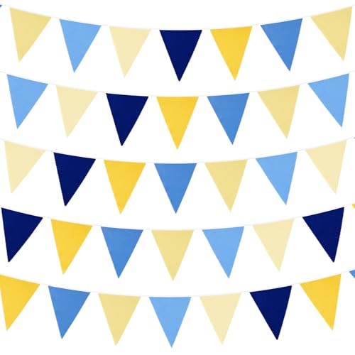 10m x 36 STK Wimpelkette Wetterfest,Wimpel Girlande aus Baumwolle Stoff Wimpel Banner Mehrfarbig Dreieck Flaggen Wimpelgirlande für Geburtstag Party Indoor Outdoor Deko,Blau-Gelb 10m x 36 STK Wimpelkette Wetterfest,Wimpel Girlande aus Baumwolle Stoff Wimpel Banner Mehrfarbig Dreieck Flaggen Wimpelgirlande für Geburtstag Party Indoor Outdoor Deko,Blau-Gelb von Blausky