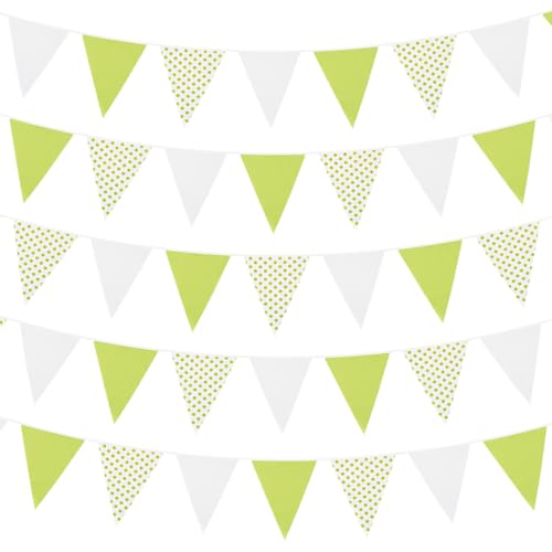 10m x 36 STK Wimpelkette Wetterfest,Wimpel Girlande aus Baumwolle Stoff Wimpel Banner Mehrfarbig Dreieck Flaggen Wimpelgirlande für Geburtstag Party Indoor Outdoor Deko,Grüne Punkte 10m x 36 STK Wimpelkette Wetterfest,Wimpel Girlande aus Baumwolle Stoff Wimpel Banner Mehrfarbig Dreieck Flaggen Wimpelgirlande für Geburtstag Party Indoor Outdoor Deko,Grüne Punkte von Blausky