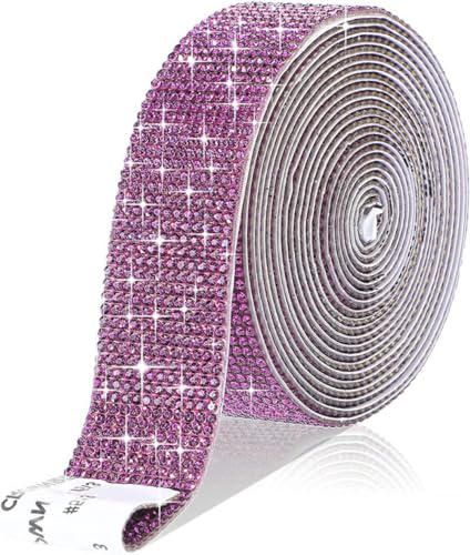 11 Reihen (Breite 2.45cm) x 3yards Selbstklebende Strassband,Bling Bling Kristall Strass Aufkleber Strassstreifen Glitzerband Diamantband Glitzersteine Band für DIY Kunsthandwerk,Lila von Blausky