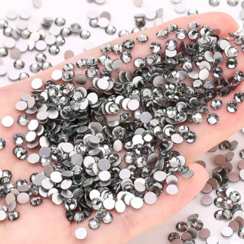 1440 Stück ss12/3.0-3.2mm Flache Rückseite Strasssteine,Nagel Kristalle Strass Glassteine zum Basteln Rhinestone aus Glas Diamante Gems Farbige Runde Edelsteine für Nagelkunst,Grau von Blausky