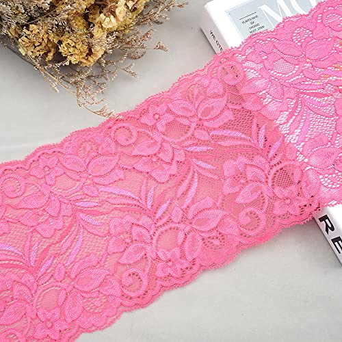 15 cm x 10 Yards Elastizität Spitzenborte,Vintage Spitzenband,Spitze Blume Borte,Zierband,Spitzenbordüre zum Nähen Dekorieren Basteln,für SpitzeSpitze-Bogen,Ballettröckchen,Tischband,Wassermelonenrot von Blausky
