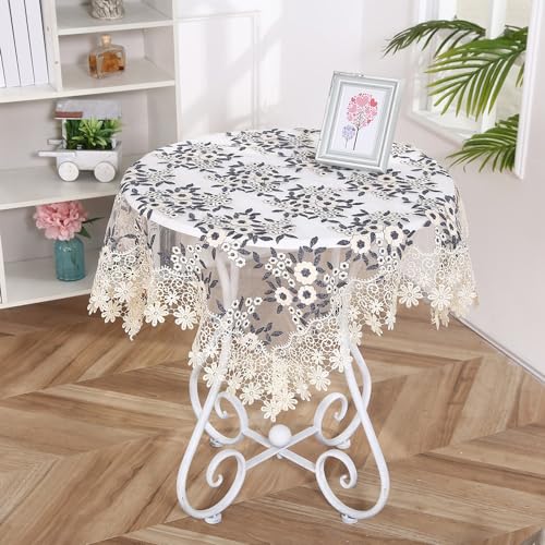 150x220cm Vintage Spitzentischdecke,Stickerei Spitze Tischdecke Esstisch Tischtuch mit Blumenmuster Elegante Häkelspitze Deckchen für Boho Hochzeit Rezeption Sommer Outdoor Party,Grau von Blausky
