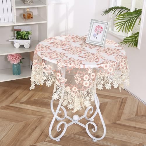 150x250cm Vintage Spitzentischdecke,Stickerei Spitze Tischdecke Esstisch Tischtuch mit Blumenmuster Elegante Häkelspitze Deckchen für Boho Hochzeit Rezeption Sommer Outdoor Party,Rosa von Blausky