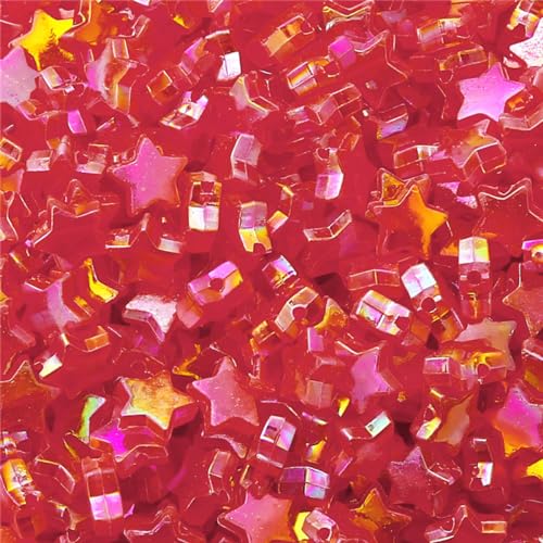 190 Stück Sternform Farben Perlen,Acrylperlen Transparent Bunte Perlen zum Auffädeln Acryl Stern Perlen Lose Perlen Pony-Perlen für DIY-Schmuckherstellung,Armbänder Ohrringe 11x10 mm,Leuchtend rot von Blausky