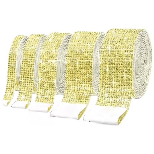 2 Reihen (Breite 0.45cm) x 3yards Selbstklebende Strassband,Bling Bling Kristall Strass Aufkleber Strassstreifen Glitzerband Diamantband Glitzersteine Band für DIY Kunsthandwerk,Hellgelb von Blausky
