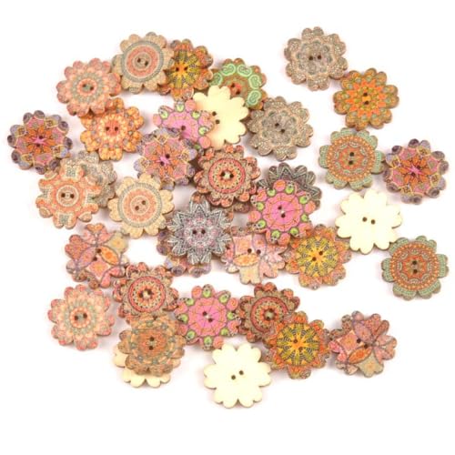 20 Stück Gemischte Bunte Holzknöpf,25mm Vintage Knöpfe,Retro Holzknöpfe zum Basteln mit 2-Loch,Runde Blumenknöpfe aus Holz für Annähen DIY Handwerk Deko Handgemachte Scrapbooking,Bunt F 20 Stück Gemischte Bunte Holzknöpf,25mm Vintage Knöpfe,Retro Holzknöpfe zum Basteln mit 2-Loch,Runde Blumenknöpfe aus Holz für Annähen DIY Handwerk Deko Handgemachte Scrapbooking,Bunt F von Blausky