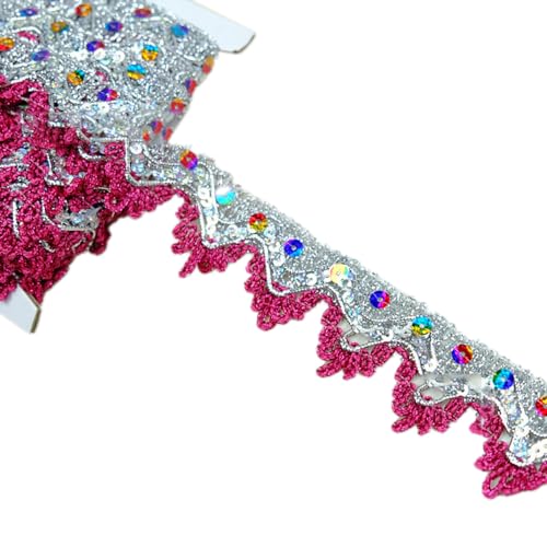 3.8cm x 9m Dreieck Spitzenbesatz mit Pailletten,Paillette Trim zum Nähen Dekoband Glänzendes Paillettenband Applikation Bunte Pailletten Borte für BauchtanzgüRtel Kleid Haarschmuck Hut,Roserot+Silber 3.8cm x 9m Dreieck Spitzenbesatz mit Pailletten,Paillette Trim zum Nähen Dekoband Glänzendes Paillettenband Applikation Bunte Pailletten Borte für BauchtanzgüRtel Kleid Haarschmuck Hut,Roserot+Silber von Blausky