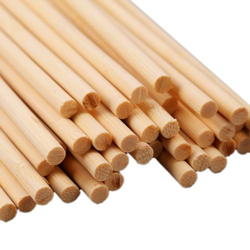 30 Stück Natürlicher Holzstäbchen,Natur Bambusstäbe Rundstäbe zum Basteln Rundhölzer Lange Holzstab Bastelstäbe aus Bambus Holzbau-Stöcke für Modellbau DIY Handwerk und Deko,5mmx60cm von Blausky