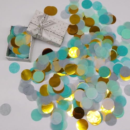 30g Bunt Tissue Konfetti,2.5cm Konfetti aus Papier Papier Confetti Groß Runde Papierreste Streudeko für Luftballons Geschenkbox Hochzeit Valentinstag Geburtstag Deko,Goldgrün von Blausky