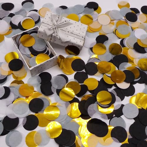 30g Bunt Tissue Konfetti,2.5cm Konfetti aus Papier Papier Confetti Groß Runde Papierreste Streudeko für Luftballons Geschenkbox Hochzeit Valentinstag Geburtstag Deko,Goldschwarz 30g Bunt Tissue Konfetti,2.5cm Konfetti aus Papier Papier Confetti Groß Runde Papierreste Streudeko für Luftballons Geschenkbox Hochzeit Valentinstag Geburtstag Deko,Goldschwarz von Blausky