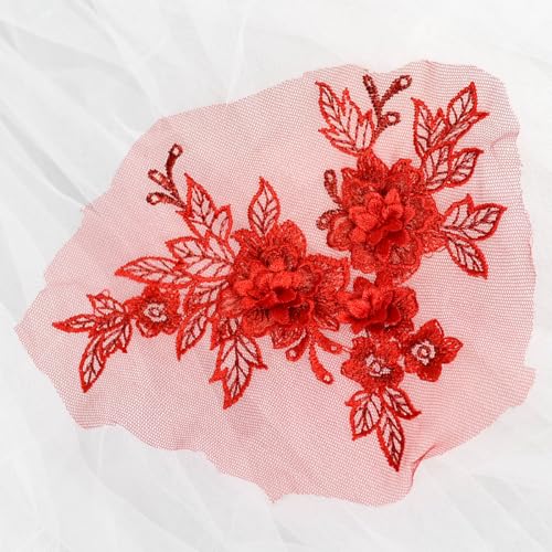 3D Stickerei Spitzenapplikation,Blumen Spitze Nähen Applikation,Gestickte Spitze Ausschnitt Blumenkragen Stickerei Patches Zubehör für DIY Cheongsam Hochzeit Brautkleid 15x20cm,Rot 3D Stickerei Spitzenapplikation,Blumen Spitze Nähen Applikation,Gestickte Spitze Ausschnitt Blumenkragen Stickerei Patches Zubehör für DIY Cheongsam Hochzeit Brautkleid 15x20cm,Rot von Blausky