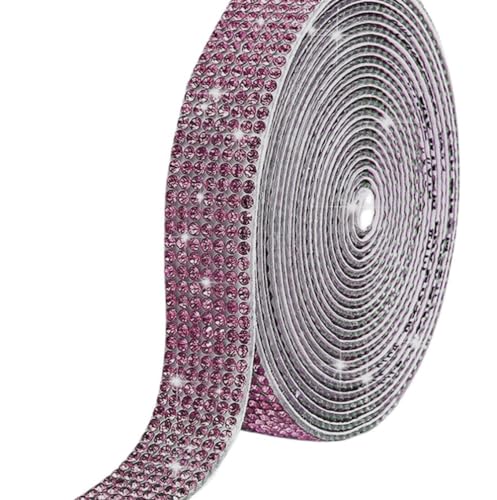 4 Reihen (Breite 0.9cm) x 3yards Selbstklebende Strassband,Bling Bling Kristall Strass Aufkleber Strassstreifen Glitzerband Diamantband Glitzersteine Band für DIY Kunsthandwerk,Hellviolett von Blausky