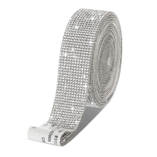 5 Reihen (Breite 1.1cm) x 5yards Selbstklebende Strassband,Bling Bling Kristall Strass Aufkleber Strassstreifen Glitzerband Diamantband Glitzersteine Band für DIY Kunsthandwerk,Weiß von Blausky