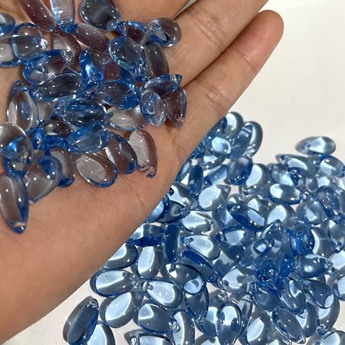 50 Stück Wassertropfenperlen,Perlen zum Auffädeln,Teardrop Glass Beads Lose Perlen mit Loch Mini Perlen Glasperlen,für Haarnadel Kopfschmuck DIY Anhänger,Ohrringe,8 x 14 mm,Hellblau von Blausky