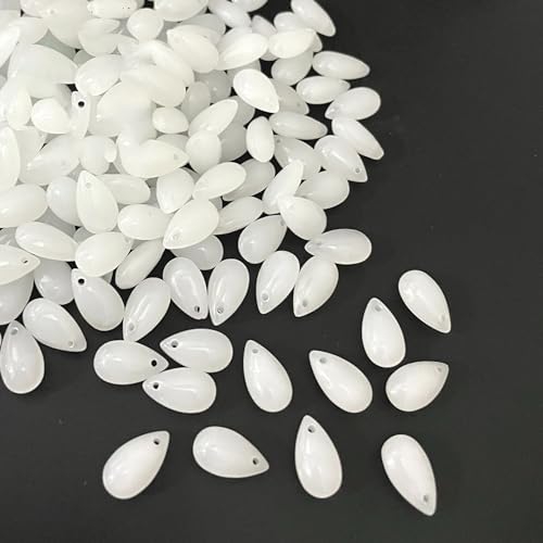 50 Stück Wassertropfenperlen,Perlen zum Auffädeln,Teardrop Glass Beads Lose Perlen mit Loch Mini Perlen Glasperlen,für Haarnadel Kopfschmuck DIY Anhänger,Ohrringe,8 x 14 mm,Weiß A von Blausky