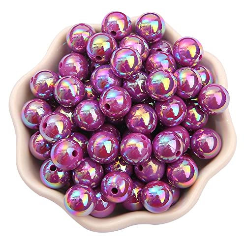500 Stück ABS Lmitat Perle,Acrylperlen mit Loch Bunte Runde Bastelperlen Kunstperlen zum Auffädeln,Lose Perlen Undurchsichtig Perlen für DIY Schmuckherstellung Kleidung,Dunkelviolett,6mm (Blende 2mm) von Blausky
