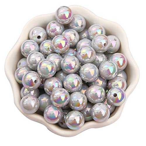500 Stück ABS Lmitat Perle,Acrylperlen mit Loch Bunte Runde Bastelperlen Kunstperlen zum Auffädeln,Lose Perlen Undurchsichtig Perlen für DIY Schmuckherstellung Kleidung,Grau,6mm (Blende 2mm) von Blausky