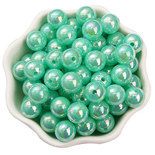 500 Stück ABS Lmitat Perle,Acrylperlen mit Loch Bunte Runde Bastelperlen Kunstperlen zum Auffädeln,Lose Perlen Undurchsichtig Perlen für DIY Schmuckherstellung Kleidung,Hellgrün,6mm (Blende 2mm) von Blausky