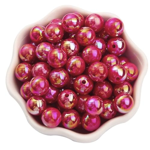 500 Stück ABS Lmitat Perle,Acrylperlen mit Loch Bunte Runde Bastelperlen Kunstperlen zum Auffädeln,Lose Perlen Undurchsichtig Perlen für DIY Schmuckherstellung Kleidung,Rot,6mm (Blende 2mm) von Blausky
