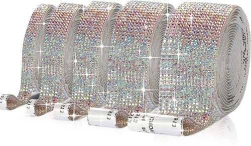 6 Reihen (Breite 1.35cm) x 3yards Selbstklebende Strassband,Bling Bling Kristall Strass Aufkleber Strassstreifen Glitzerband Diamantband Glitzersteine Band für DIY Kunsthandwerk,Bunt von Blausky