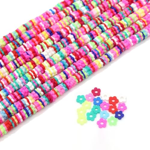 660 Stück Bastelperlen zum Auffädeln,Bunte Pony Perlen Blumen Perlen aus Polymer Clay 6mm Kleine Zwischenperlen Flower Beads für DIY Schmuck Armbänder Halsketten Kleidun,Bunt A von Blausky