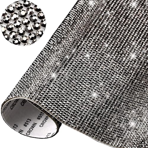 8 Reihen (Breite 1.8cm) x 5yards Selbstklebende Strassband,Bling Bling Kristall Strass Aufkleber Strassstreifen Glitzerband Diamantband Glitzersteine Band für DIY Kunsthandwerk,Grau von Blausky