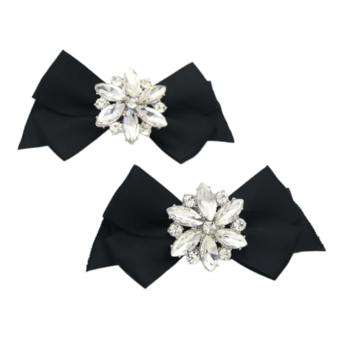 Blausky 1 Paar 8.7 x 5 cm Metall Strass Schuhclips,Schleifen Schuhclips Abnehmbare,Schmuck Schuhzubehör,Kristall Strass Schnalle,Funkelnde Schuhe Schmuck,Shoe Charms für Frauen und Damen,Schwarz von Blausky