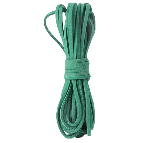Blausky 1 STK 3mm x 5m Lederband Kette,Faux Wildleder Schnur Lederbänder Flach Band Wildlederseil Lederriemen zum Basteln Lederschnur Lederschnüre für Armband Halskette DIY Handwerk,Dunkelgrün B von Blausky